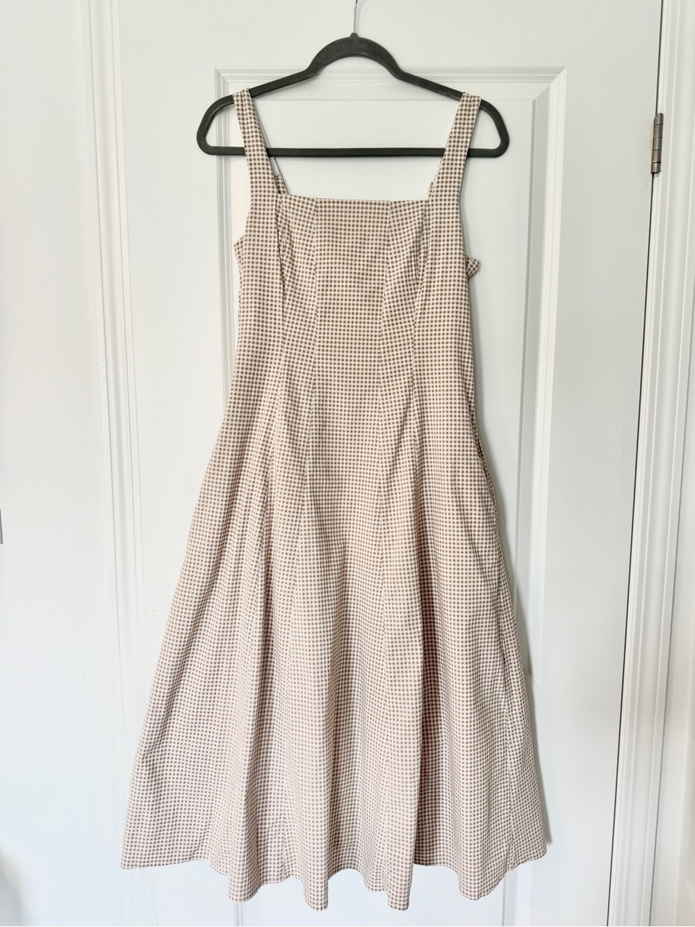Women’s Abercrombie & Fitch Mila Beige Gingham Midi Dress - M Petite